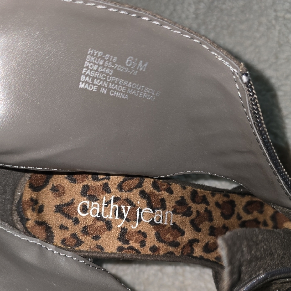 Cathy Jean Charcoal Studded Peep-Toe Heels - Picture 8 of 12